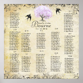 Lavender Heart Tree 100 bis 150 Gäste alphabetisch Poster