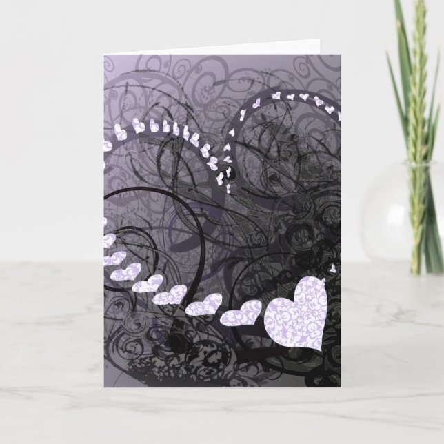 Lavender Heart Wirbel Feiertagskarte (Vorderseite)