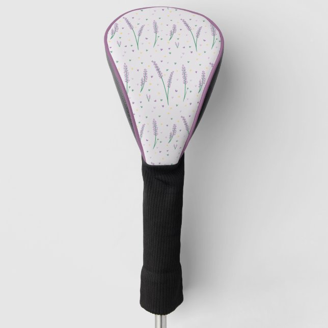 Lavender Hearts Girly Hübsch Golf Headcover (Vorderseite)