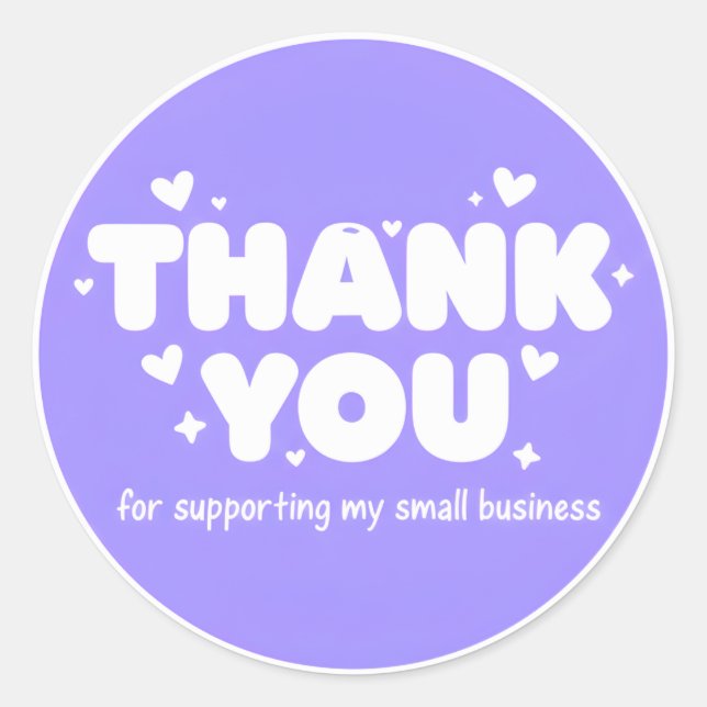 Lavender Hearts Thank You Business Sticker  (Vorderseite)