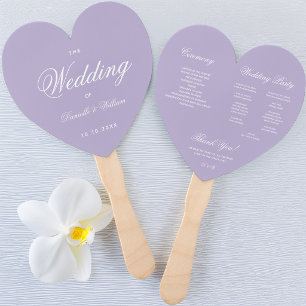 Lavender-Herz-Hochzeitsprogramm Lila Weiß Schriftz Fächer