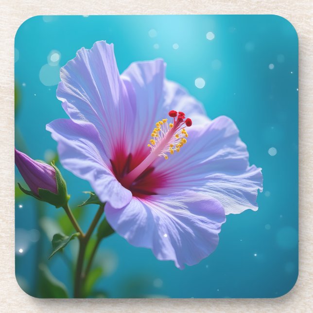 Lavender Hibiskus Blume Getränkeuntersetzer (Vorderseite)