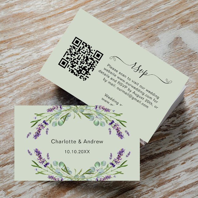 Lavender Hochzeitungs-Antwort-Website QR-Code UAWG Begleitkarte (Von Creator hochgeladen)