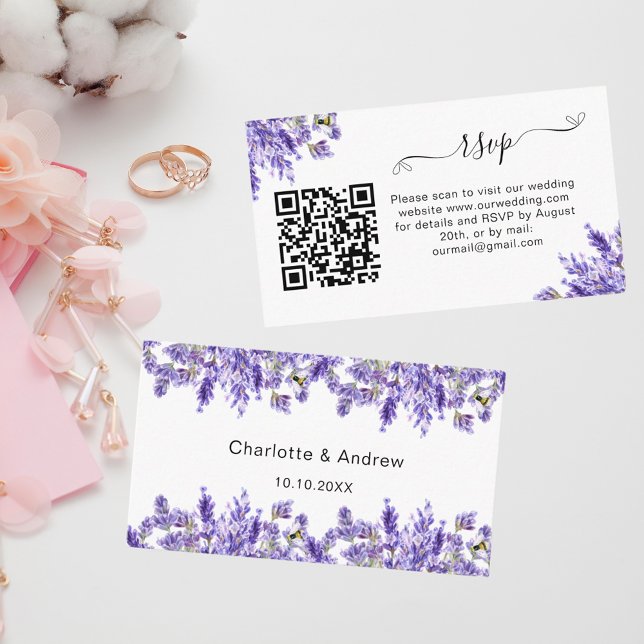 Lavender Hochzeitungs-Antwort-Website QR-Code UAWG Begleitkarte (Von Creator hochgeladen)