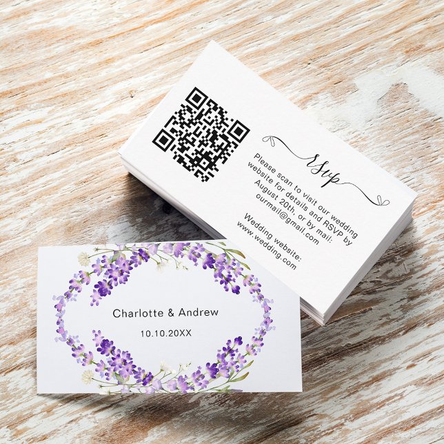 Lavender Hochzeitungs-Antwort-Website QR-Code UAWG Begleitkarte (Von Creator hochgeladen)