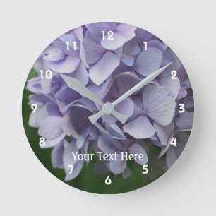 Lavender Hydrangea Flower Petals Runde Wanduhr