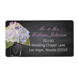 Lavender Hydrangea Jar Chalkboard Wedding Label