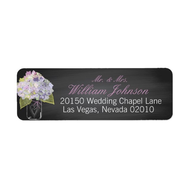 Lavender Hydrangea Jar Chalkboard Wedding Label (Vorne)