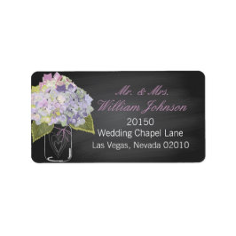 Lavender Hydrangea Jar Chalkboard Wedding Label Adressaufkleber