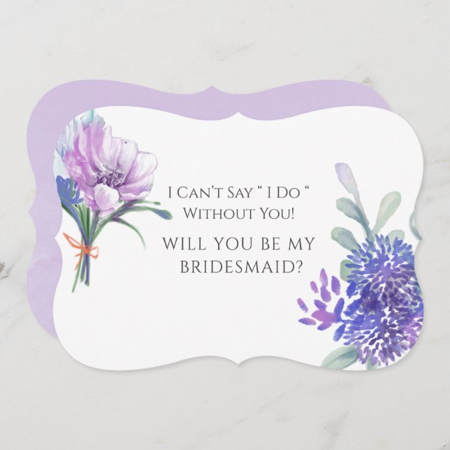 Lavender Hydrangeas werden Sie meine Bridesmaid se Einladung (Vorne/Hinten)