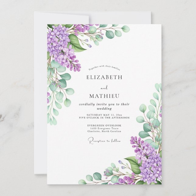 Lavender Idyllic Spring Wedding Einladung (Vorderseite)