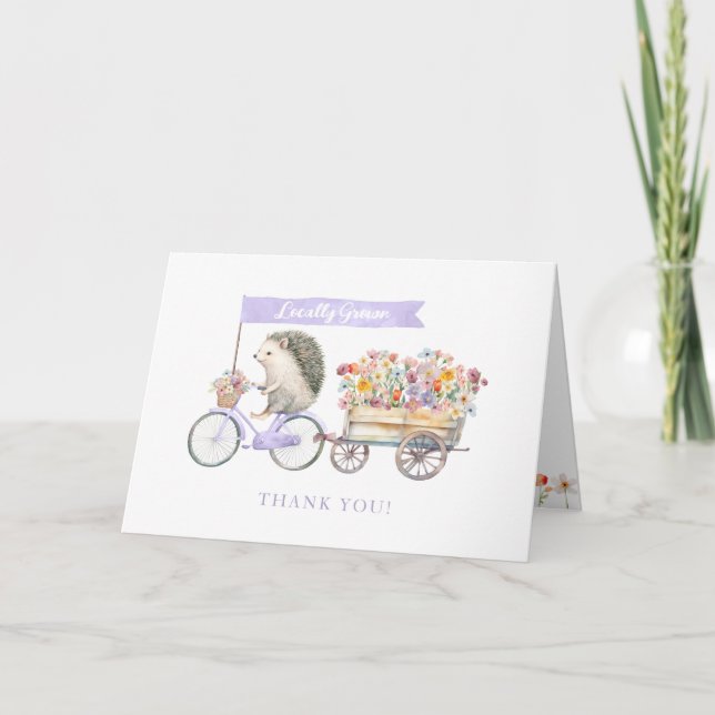 Lavender Igel Kinderdusche Danke Karte (Vorderseite)