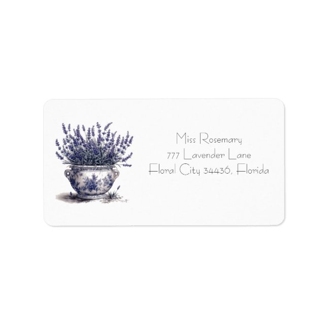 Lavender in Delft Blue Adressaufkleber (Vorne)