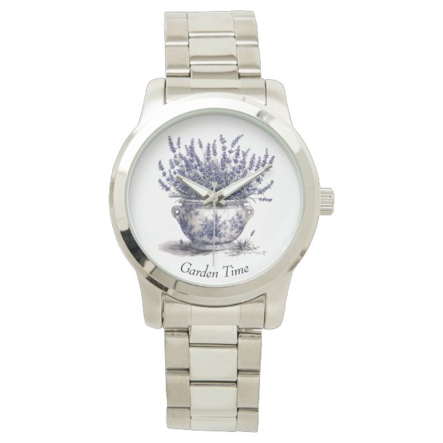 Lavender in Delft Blue Armbanduhr (Vorderseite)
