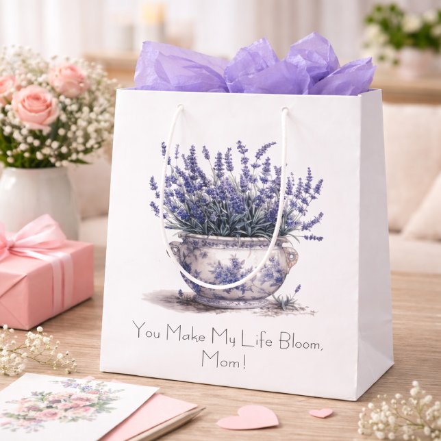 Lavender in Delft Blue, customizable  Mittlere Geschenktüte (Von Creator hochgeladen)