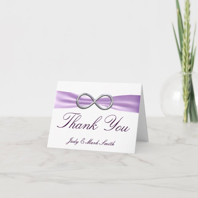 Lavender Infinity Wedding Dankeschön Card Dankeskarte (Vorderseite)