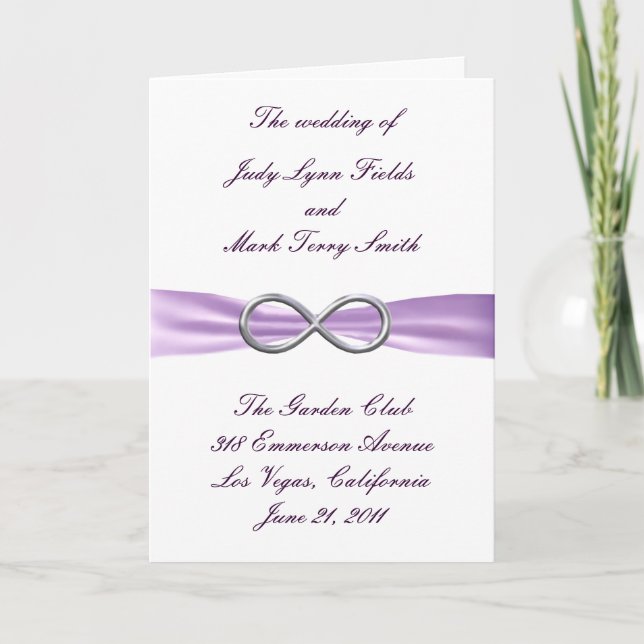Lavender Infinity Wedding Programmkarte Programm (Vorderseite)