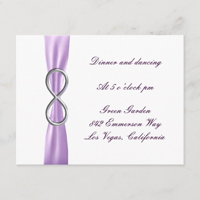 Lavender Infinity Wedding Reception Card Begleitkarte (Vorderseite)