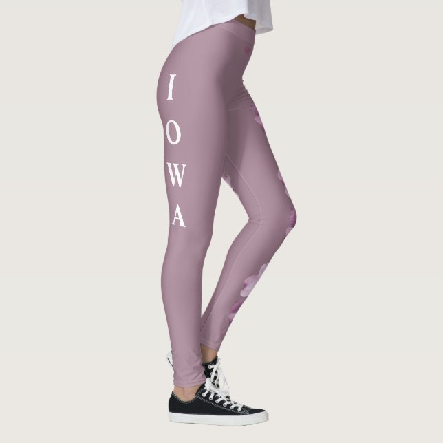 Lavender Iowa Staat Blume Wilde Rose Leggings (Rechts)
