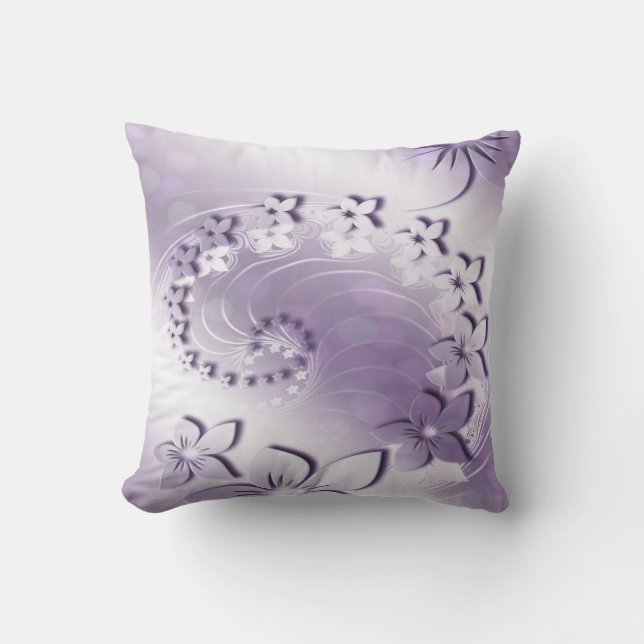 Lavender Iridescent Floral Swirl Kissen (Vorderseite)