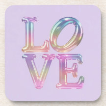 Lavender Iridescent Liebe Untersetzer Set
