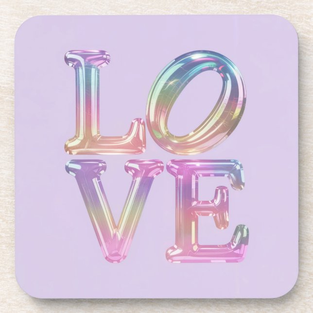 Lavender Iridescent Liebe Untersetzer Set (Vorderseite)