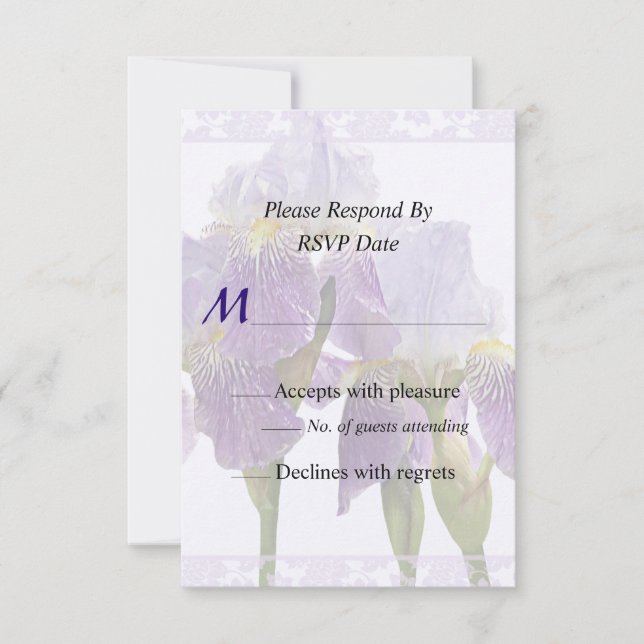 Lavender Iris Couple Wedding Supplies RSVP Karte (Vorderseite)