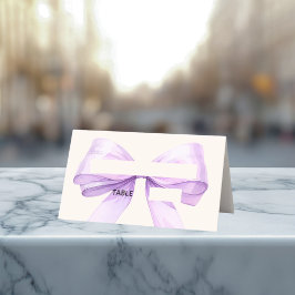 Lavender Ivory bow Place Cards Elegant Folded Platzkarte