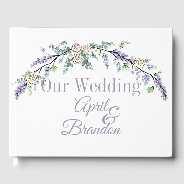 Lavender Ivory Rose und Eukalyptus Gästebuch (Vorderseite)