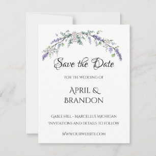 Lavender Ivory Rose und Eukalyptus Save The Date