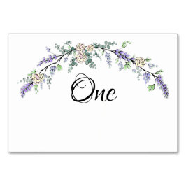 Lavender Ivory Rose und Eukalyptus Tischnummer