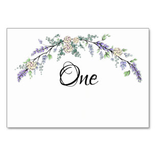 Lavender Ivory Rose und Eukalyptus Tischnummer