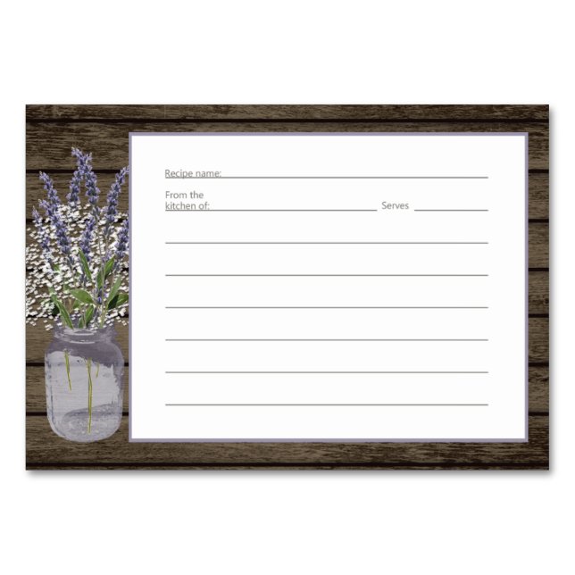 Lavender Jar Rustic Recicard Tischnummer (Vorderseite)