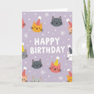 Lavender-Katzen-Geburtstagskarte Karte