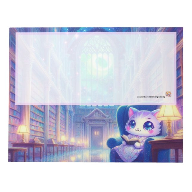 Lavender Kitten Bibliothek Notizblock (Vorderseite)