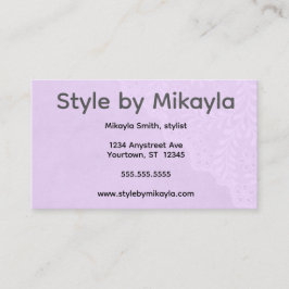 Lavender Lace Beautician Stylist Event Planner Visitenkarte