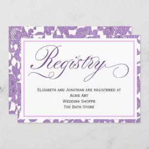 Lavender Lace Wedding Registrierungskarte Einladung
