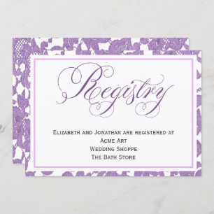 Lavender Lace Wedding Registrierungskarte Einladung