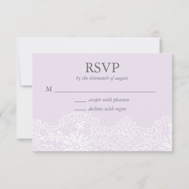 Lavender Lace Wedding RSVP Card (Vorderseite)