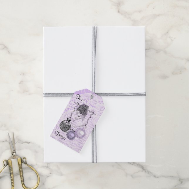 Lavender Lady Parfümerlace & Rhinestones Geschenkt Geschenkanhänger (Mit Garn)