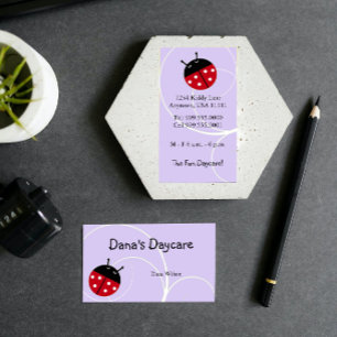 Lavender Ladybug Daycare Business Card Visitenkarte