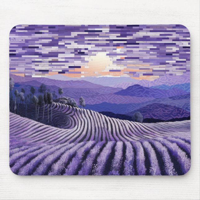 Lavender Landschaft Art Deco Malerei Mousepad (Vorne)