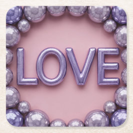 Lavender Liebe Ballon Buchstaben Pink Untersetzer