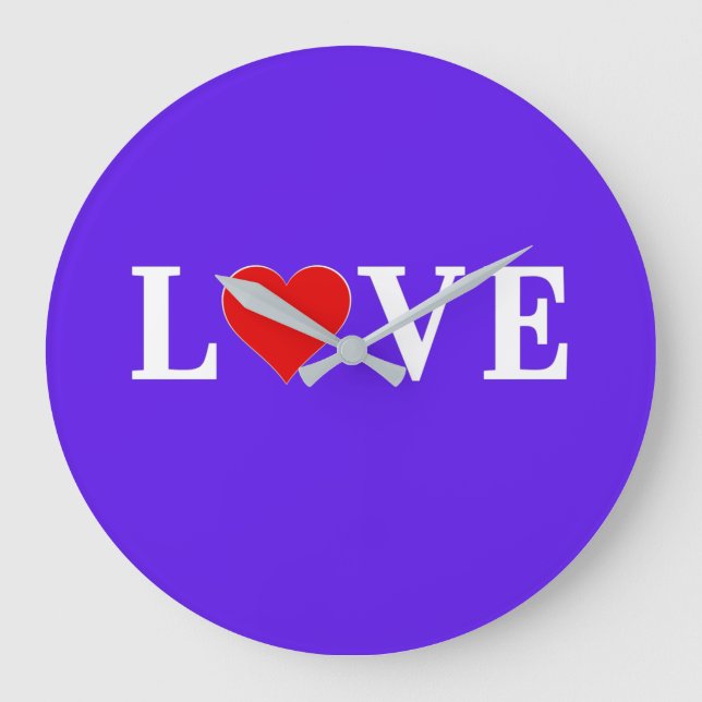 Lavender LIEBE Modernes Design Große Wanduhr (Vorderseite)