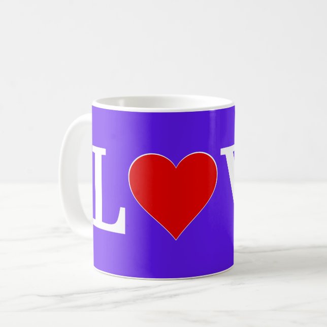Lavender LIEBE Modernes Design Kaffeetasse (Vorderseite Links)