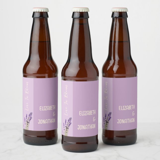 Lavender Liebe Wedding Bierflaschenetikett (Flaschen)