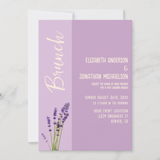 Lavender Liebe Wedding Brunch Einladung (Vorderseite)