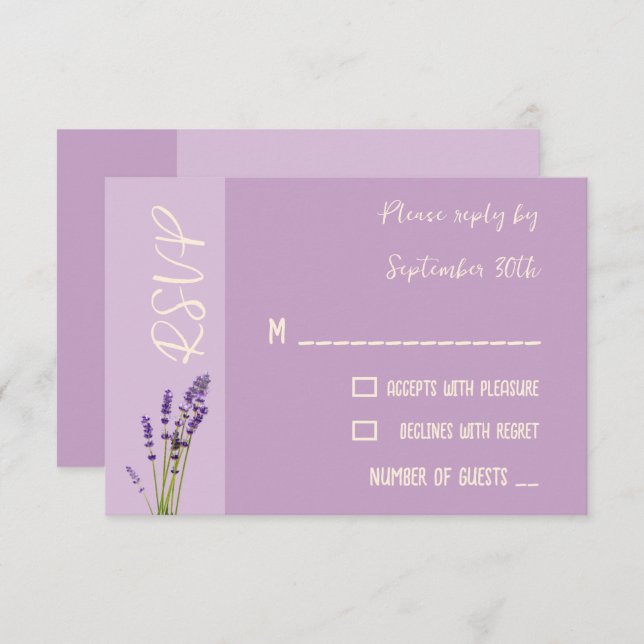 Lavender Liebe Wedding RSVP Karte (Vorne/Hinten)