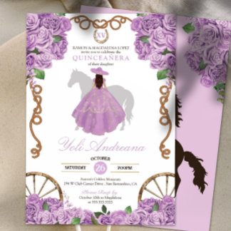 Lavender Light Lila Charra Quinceanera Einladung