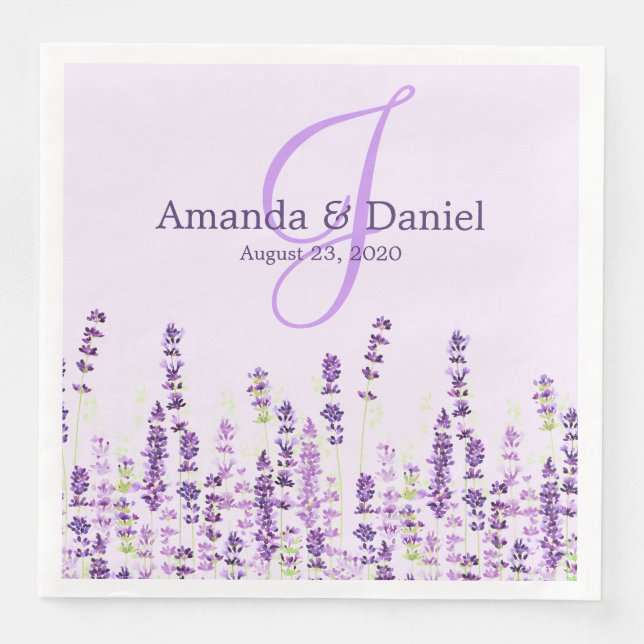 Lavender Light Purple Blumen Serviette (Vorderseite)
